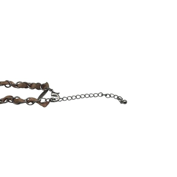 Multi-Layered Statement Necklace With Faux Pearls Crystals & Pink Chain By NY - Picture 6 of 6